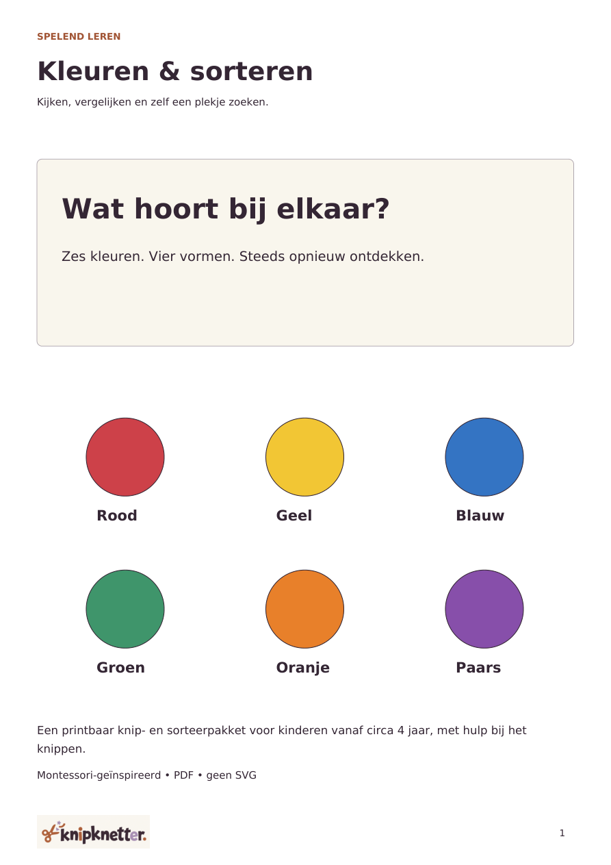 Kleuren en sorteren - Knipknetter