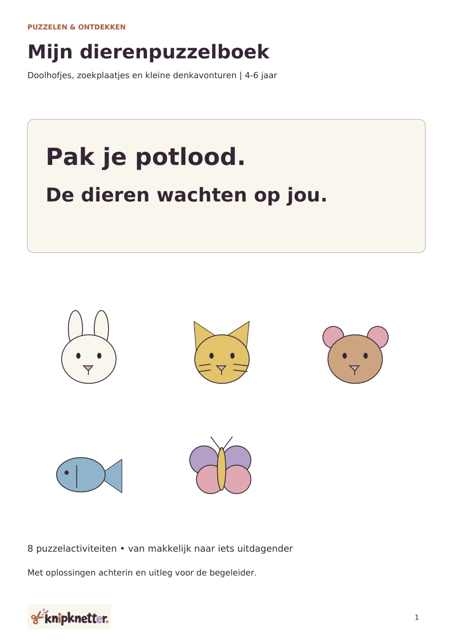 Mijn dierenpuzzelboek - 4-6 jaar