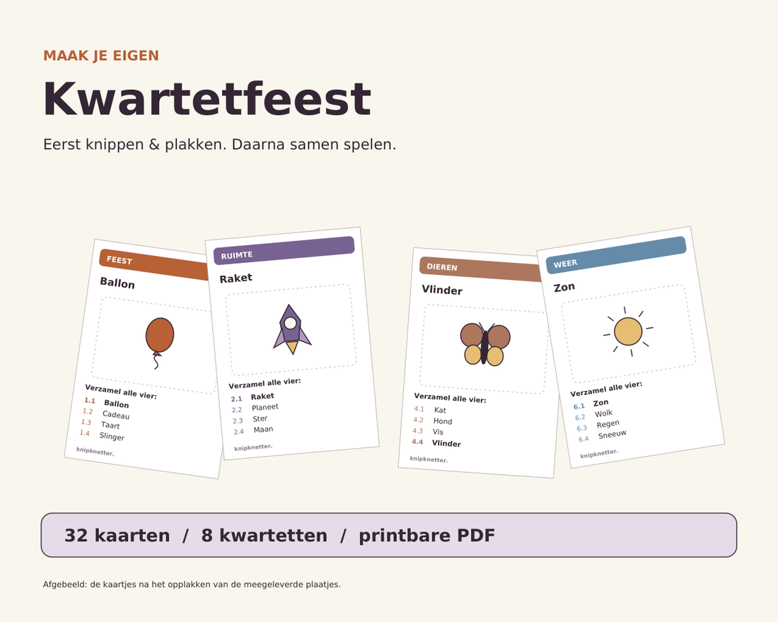 Kwartetfeest: vier voorbeelden van de zelf te maken kwartetkaarten